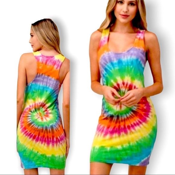 Tie Dye Rainbow Mini Dress - Picture 15 of 16